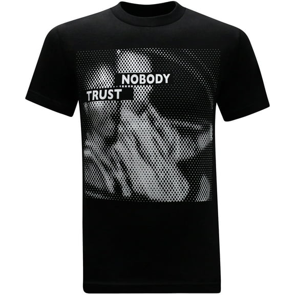 tees geek Trust Nobody T-Shirt, Urban Hip Hop 100% Cotton Men’s Graphic Tee Shirt - (Large) - Black