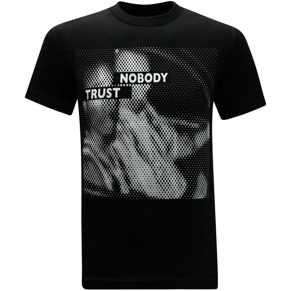 tees geek Trust Nobody T-Shirt, Urban Hip Hop 100% Cotton Men’s Graphic Tee Shirt - (Small) - Black