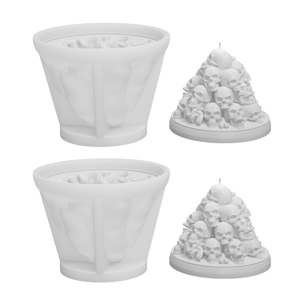 tegongse 2x/Set Halloween Silicones Mould Skulls Candle Molds Ornament Handmade Casting Mould Scented Candle Molds Craft Supplies