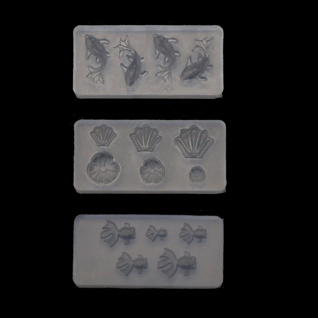 tegongse 3Pcs Mini Size Goldfish Lotus Leaf Earrrings Necklaces Resin Water Dag DIY Resin Jewelry Mold Kit Jewelry Making Tools