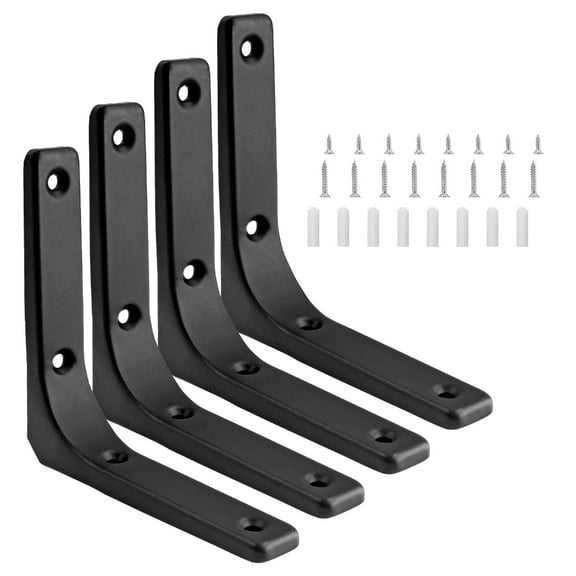 tegongse 4Pcs Heavy Duty L Shape Wall Bracket 4x4 Inch Floating Shelf Support Joint Angle Bracket for DIY Installation with Screw