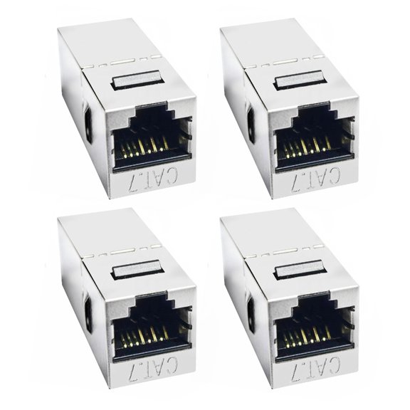 tegongse 4Pieces Cat7 8P8C RJ45 Inline Shielded Module Coupling with Female to Female Networking Cable Connectors