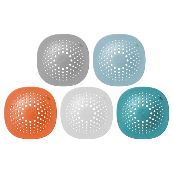 tegongse 5pcs Hair Stoppers Trap With Strong Suction Cup Plastic Rubber Drain Protectors for Shower Bathtubs and Kitchen Sink