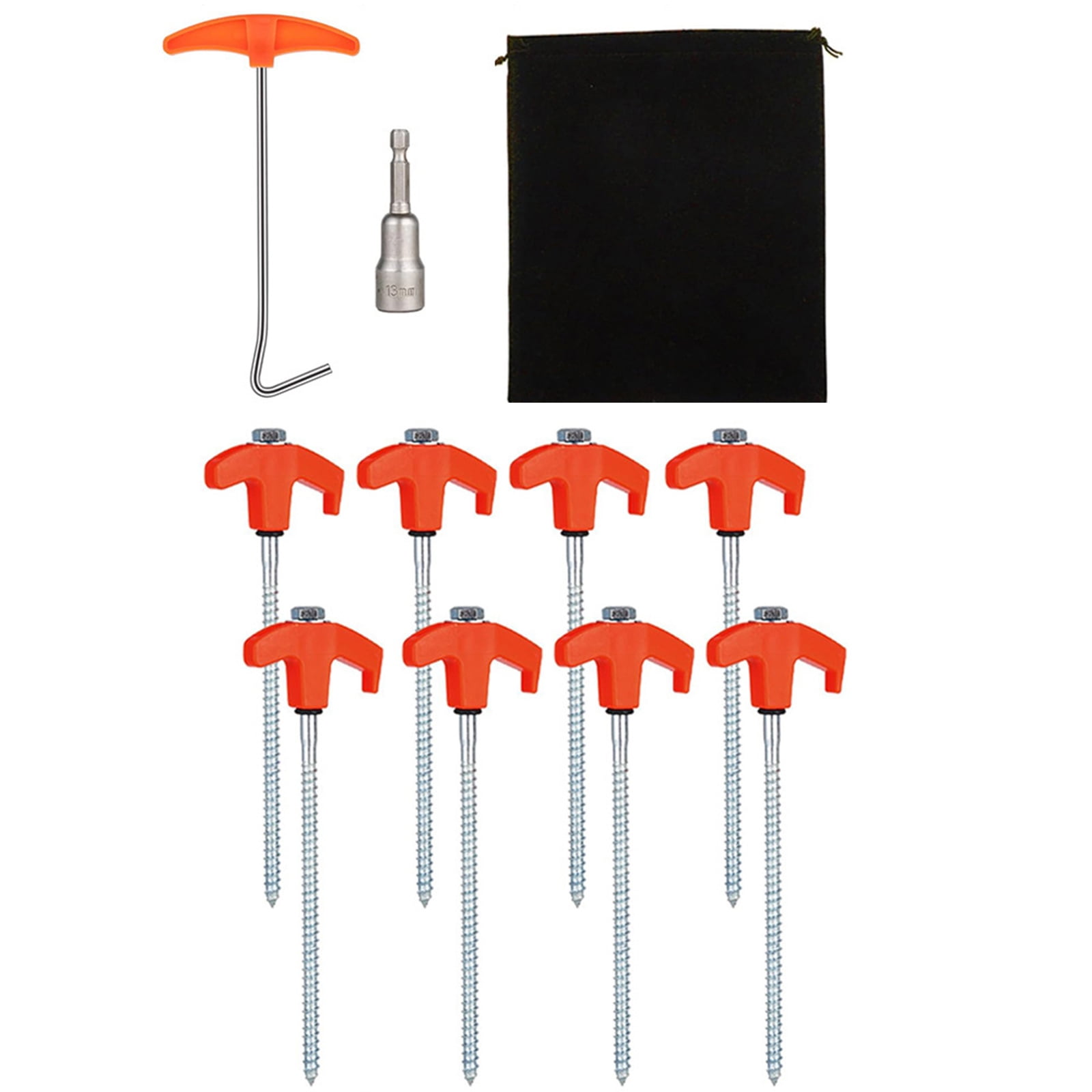 8Pcs Ground Stakes Long Screw Thread Campings Peg Tent Stakes Heavy Dutys Screw Canopies Stakes with Hexagon Socket