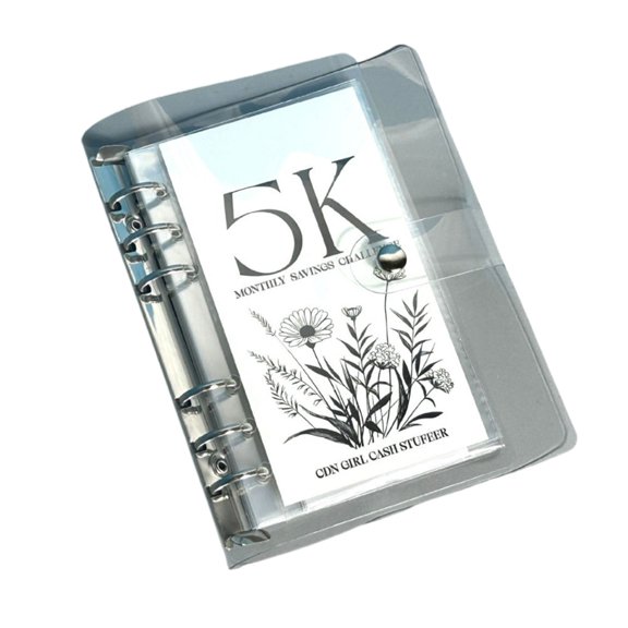 tegongse Clear Cover Monthly Money Saving Challenge Binder with Goal Loose Leaf Envelope for a Fun and Engaging Saving Challenge