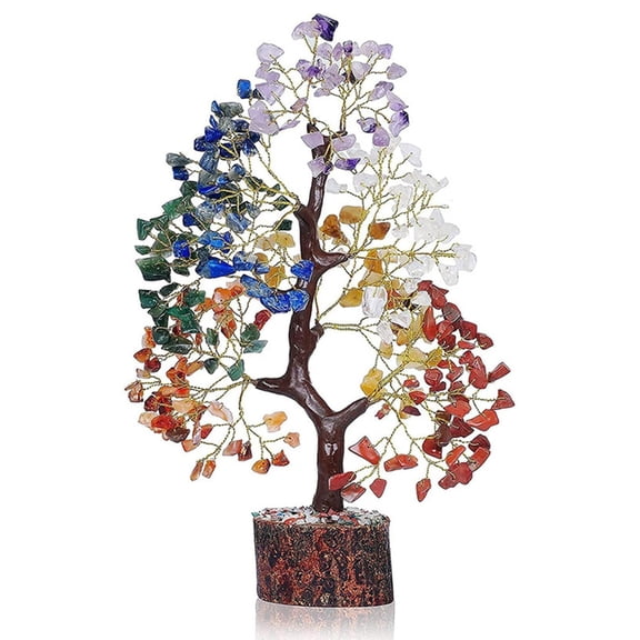 tegongse Crystal Tree with Colorful Stone for Enhancing Home Ambiances and Fortune Handmade Bonsais Tree Good Luck Birthday Gift