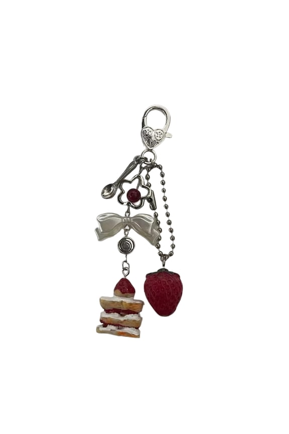 Fashion Bag Pendant Dessert Theme Keychain Handmade Cake Bead Charm Acrylic Alloy Texture for Commuting and Social Event