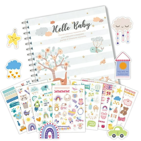 tegongse Gender Neutral Baby Journal Baby Memory Book Scrapbook Photo Album for First Year Scrapbook Book from Pregnancy to Age 1