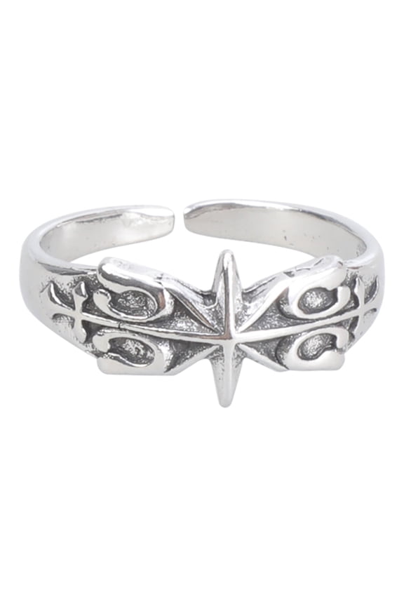 Handmade Vintage Hexagram Ring Silver Plated Metal Ring Finger Accessory Occult Culture Jewelry for Fashion Enthusiasts