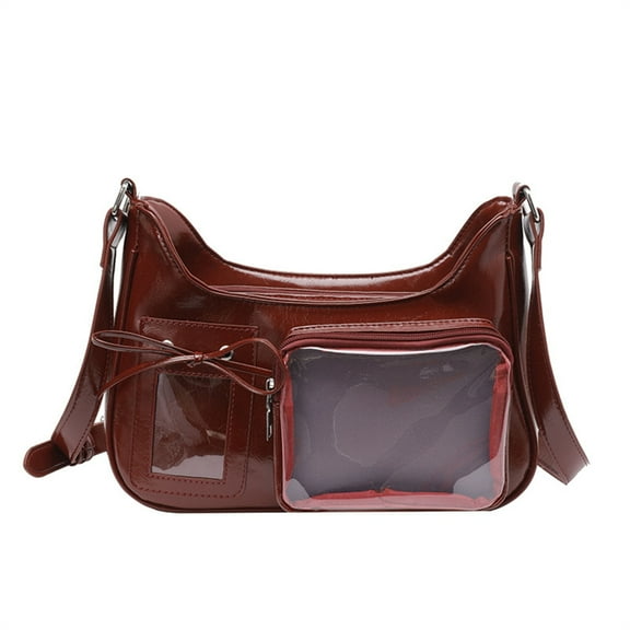 tegongse Japanese Styles Ita Bag Lovely Shoulder Bag Clear Crossbody Bag Fashion Dating Bag PU Leather Messenger Bag School Bag