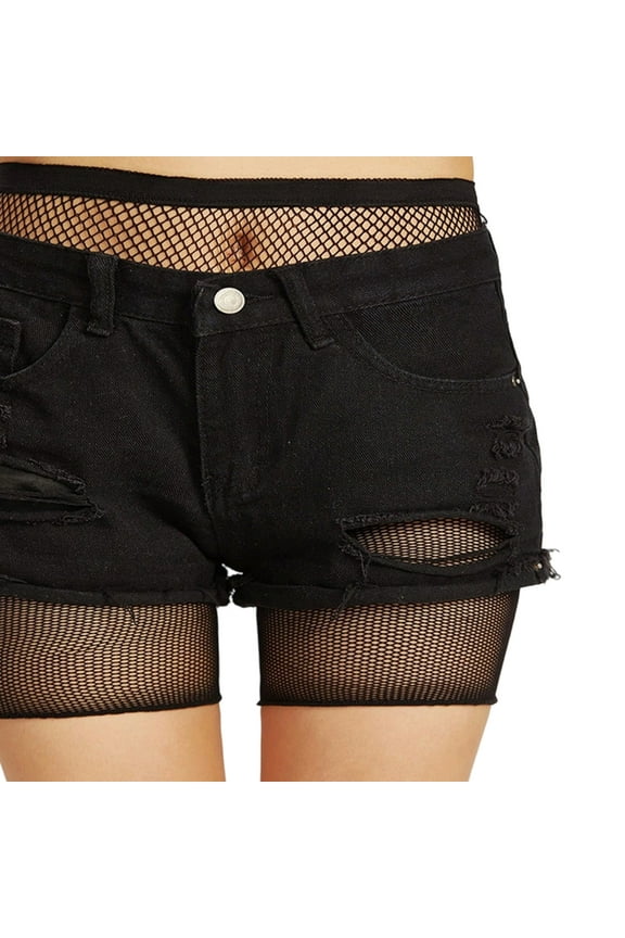 Large Size See Through Fishnet Biker Shorts High Waist Elastic Mesh Net Short Tight Leggings Lingerie Clubwear for Women