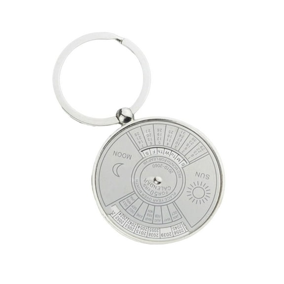 tegongse Portable Perpetuals Calendar Keychain with Compass Designs for Date Reference During Commutes and Travels Daily Use