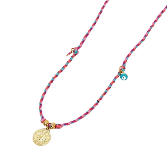 tegongse Trendy Colorful Cotton Rope Choker Necklace With Pepper Devil Eye Charm For Women High Quality Clavicle Chain Jewelry