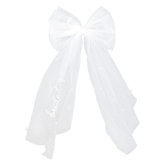 tegongse White Tulle Bridal Veil With Pearls Butterfly Shape Bridal Veils Elegant Veil for Weddings and Special Occasion