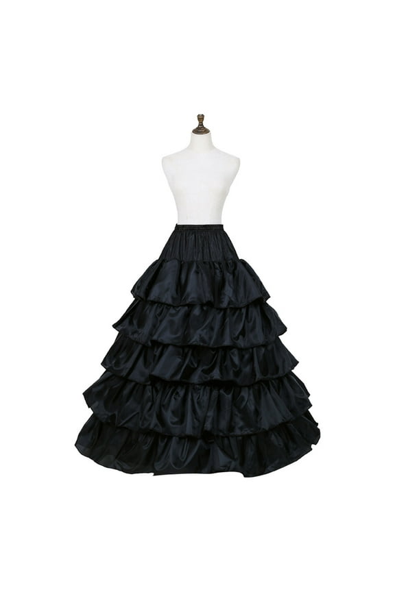 Women Crinoline Petticoat Girls Hoop Skirts Black Ball Gown Slips Underskirt for Lolita Cosplay Victorian Party 40 Inch
