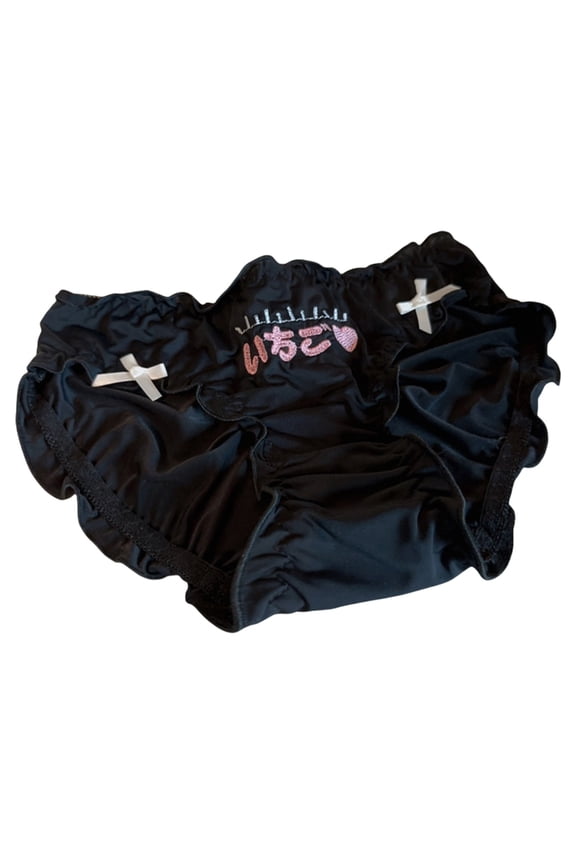 Women's Ruffled Hipsters Underwear Embroidered Letter Breathable Ice Silk Panties Sweet Bowknot Briefs for Everyday Wear