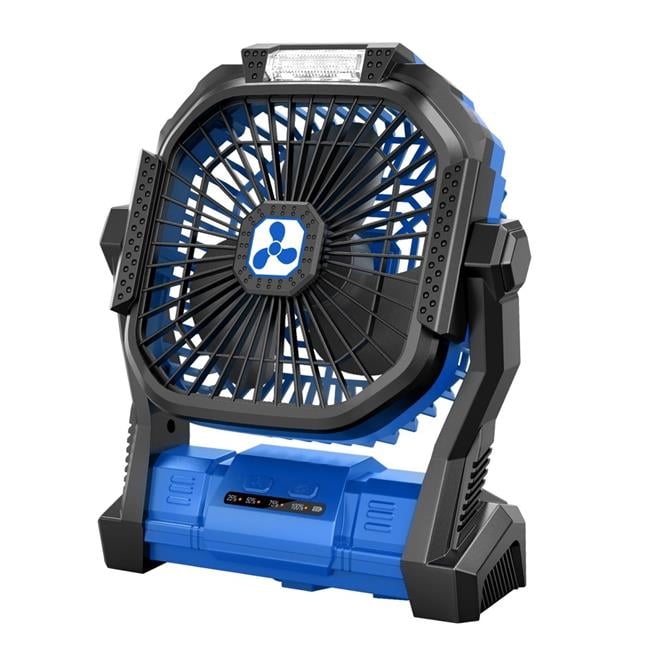 tek NT75432 12000mAh Rechargeable Portable Fan - Cordless Battery Powered Camping Tent Fan with LED Lantern, USB-C Outdoor Ventilator for Travel, Camping, Fishing, Picnic