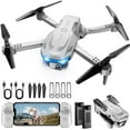 thumbnail image 1 of tek NT80056 Drone with 1080P Camera - Foldable Remote Control Quadcopter with Voice Gesture Control, 3D Flip, 2 Batteries, Easier to use, Toy for Adults & Beginners, Grey, 1 of 1