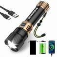 thumbnail image 1 of tek NT77820 SKYFIRE 990000 High Lumens Super Bright Rechargeable LED Flashlight, Zoomable, Four Modes, Waterproof for Camping Essentials, Outdoor & Home Emergencies-No Lens, 1 of 1