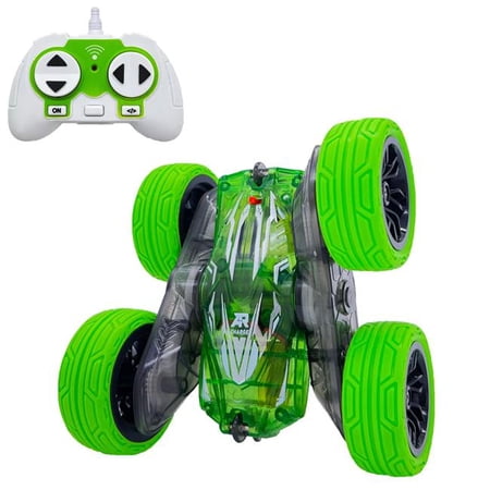 tek NT74874 Threeking 1-43 Scale Small Remote Control RC Stunt Car - 360 deg Tumbles Rotating Double-Sided Driving Toy