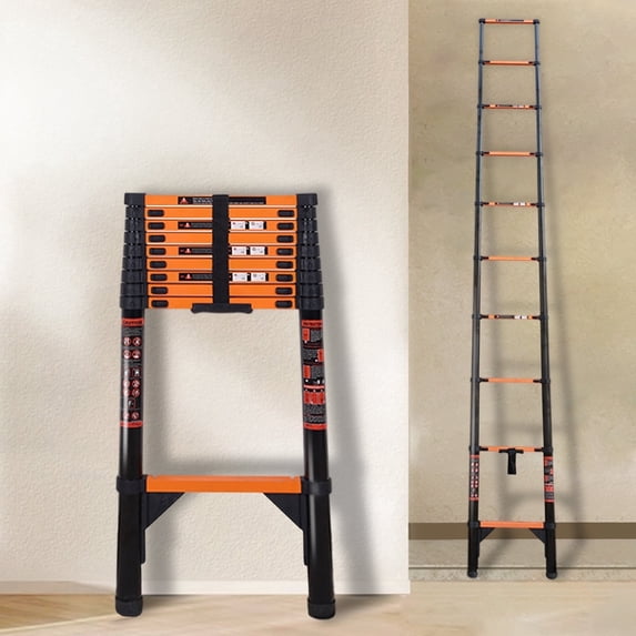 stusgo 12.8FT Telescoping Ladders, 3.9M Carbon Steel Extension Ladder, Heavy Duty 330lbs Capacity