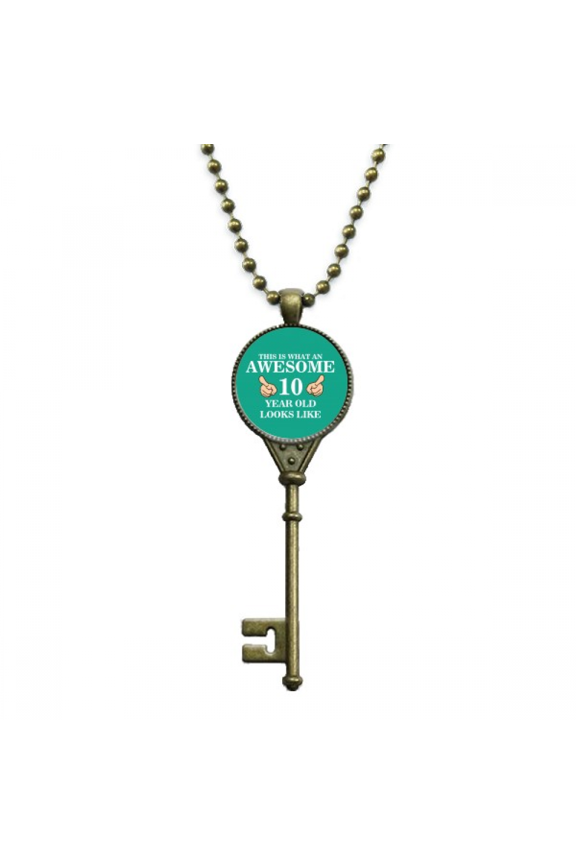 ten digit age exclamation key necklace pendant tray embellished chain