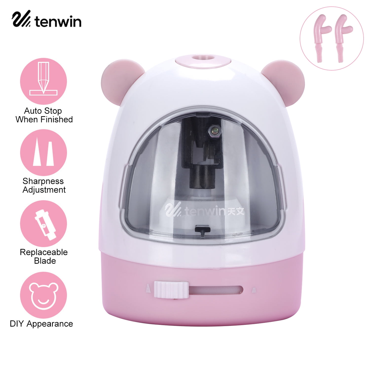  tenwin Electric Pencil Sharpener,Battery Powered and Portable Pencil  Sharpeners Kid, Blade to Fast Sharpen,Suitable for NO.2/Colored Pencils(6-8mm),  School/Classroom/Office/Home : Everything Else