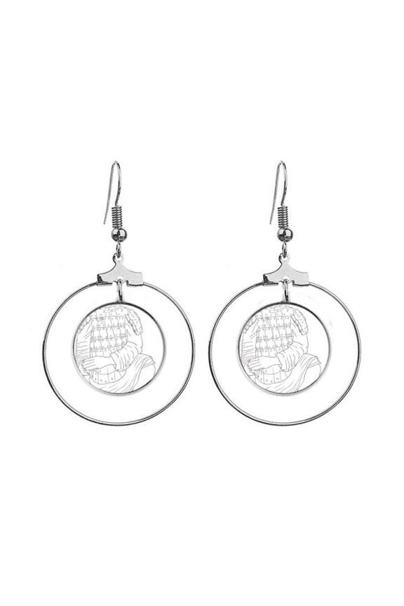 terracotta warrior china chinese drawing earrings dangle hoop jewelry drop circle