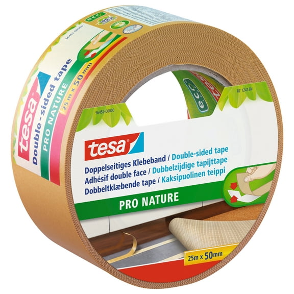 tesa 100% Recycled Eco Friendly Strong Double Sided Tape for Craft & Carpet, 2" x 27.3 yd