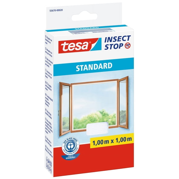 tesa Insect Stop Hook & Loop STANDARD for Windows - Self Adhesive Window Fly Screen - Cut to De