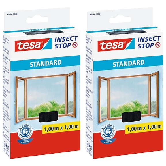tesa Insect Stop Hook & Loop STANDARD for Windows - Self Adhesive Window Fly Screen - Cut to De