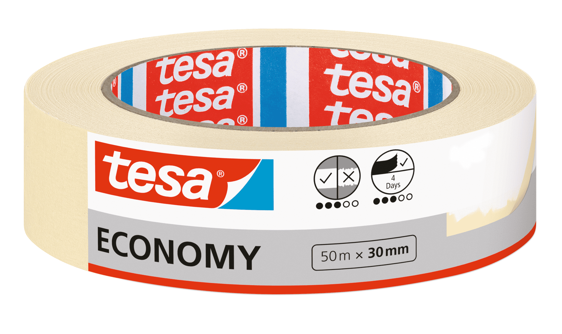 tesa Paper Masking Tape for a Broad Range of Indoor Applications - 1.2in x 164ft