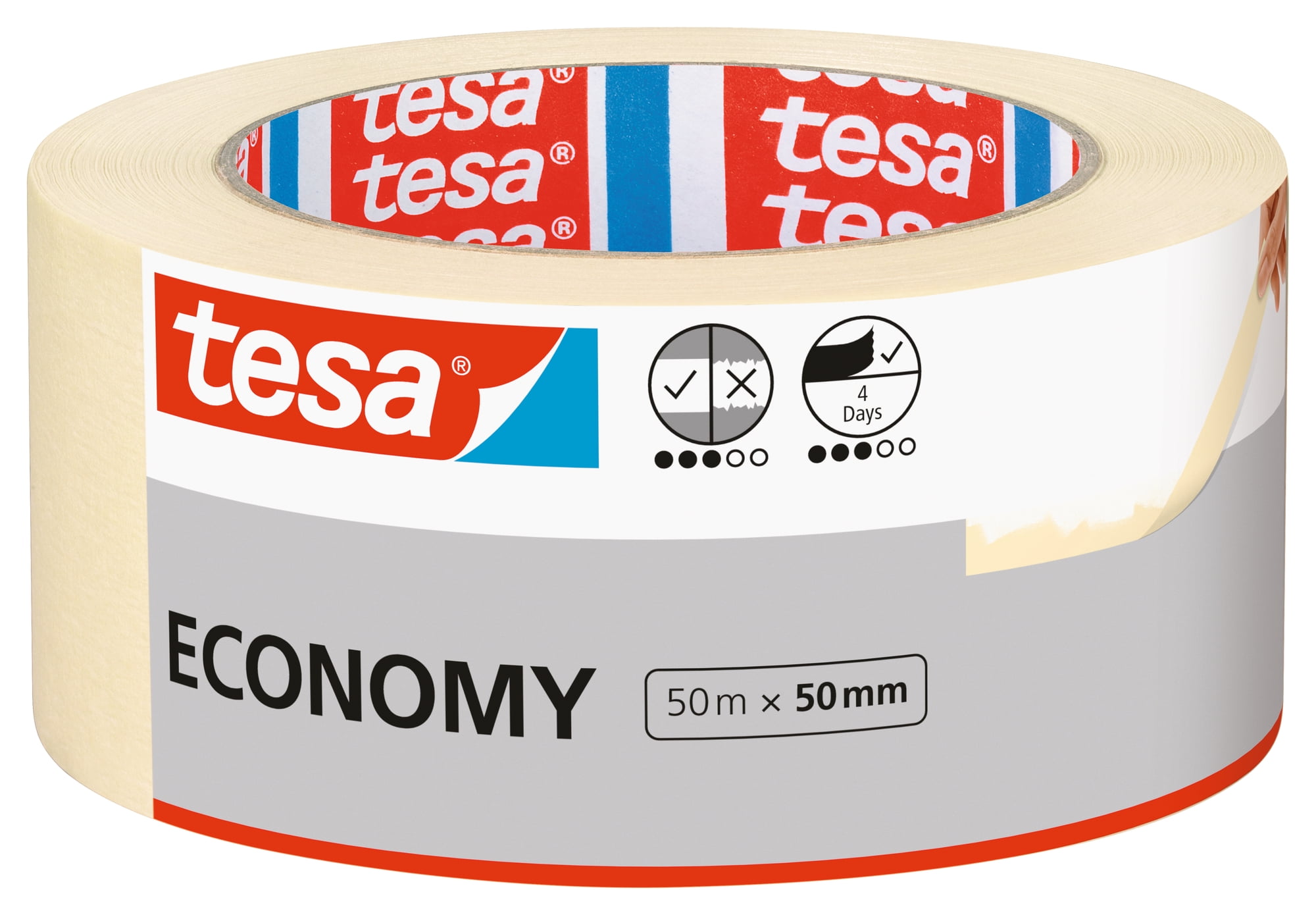 tesa Paper Masking Tape for a Broad Range of Indoor Applications - 1.9in x 50m