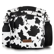 Multi Zip Pocket Large Crossbody Bag With Guitar Strap, C-Cow Black