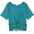 thumbnail image 1 of testament Womens Fringed Pullover Blouse, Green, Juniors, Medium, 1 of 2