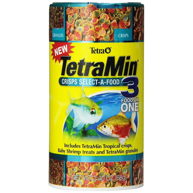 tetra tetramin crisps select-a-food 2.4 ounces, fish food, variety pack 