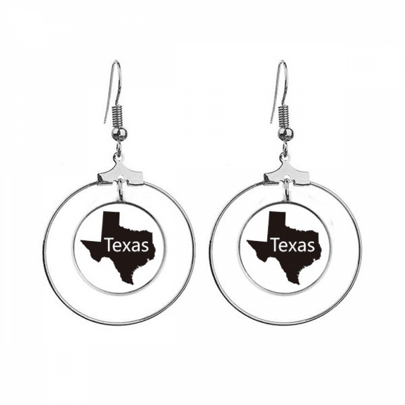 texas ameusa map outline earrings dangle hoop jewelry drop circle