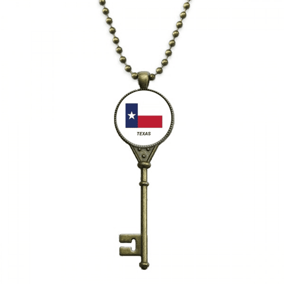 texas flag contour art deco fashion key necklace pendant tray embellished chain