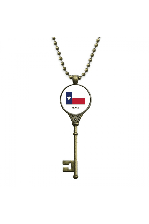 texas flag contour art deco fashion key necklace pendant tray embellished chain