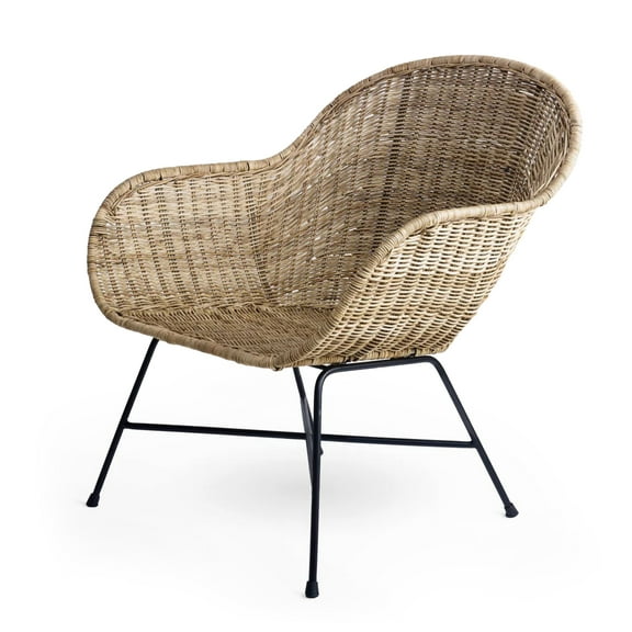 texxture Ormond Woven Rattan Patio Lounge Chair with Metal Legs, Natural