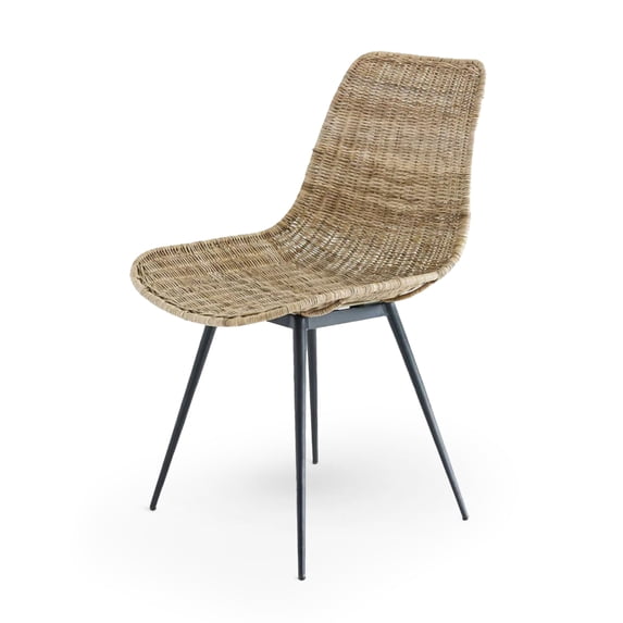texxture Ormond Woven Rattan Side Chair Metal Legs, Home Furniture, Natural