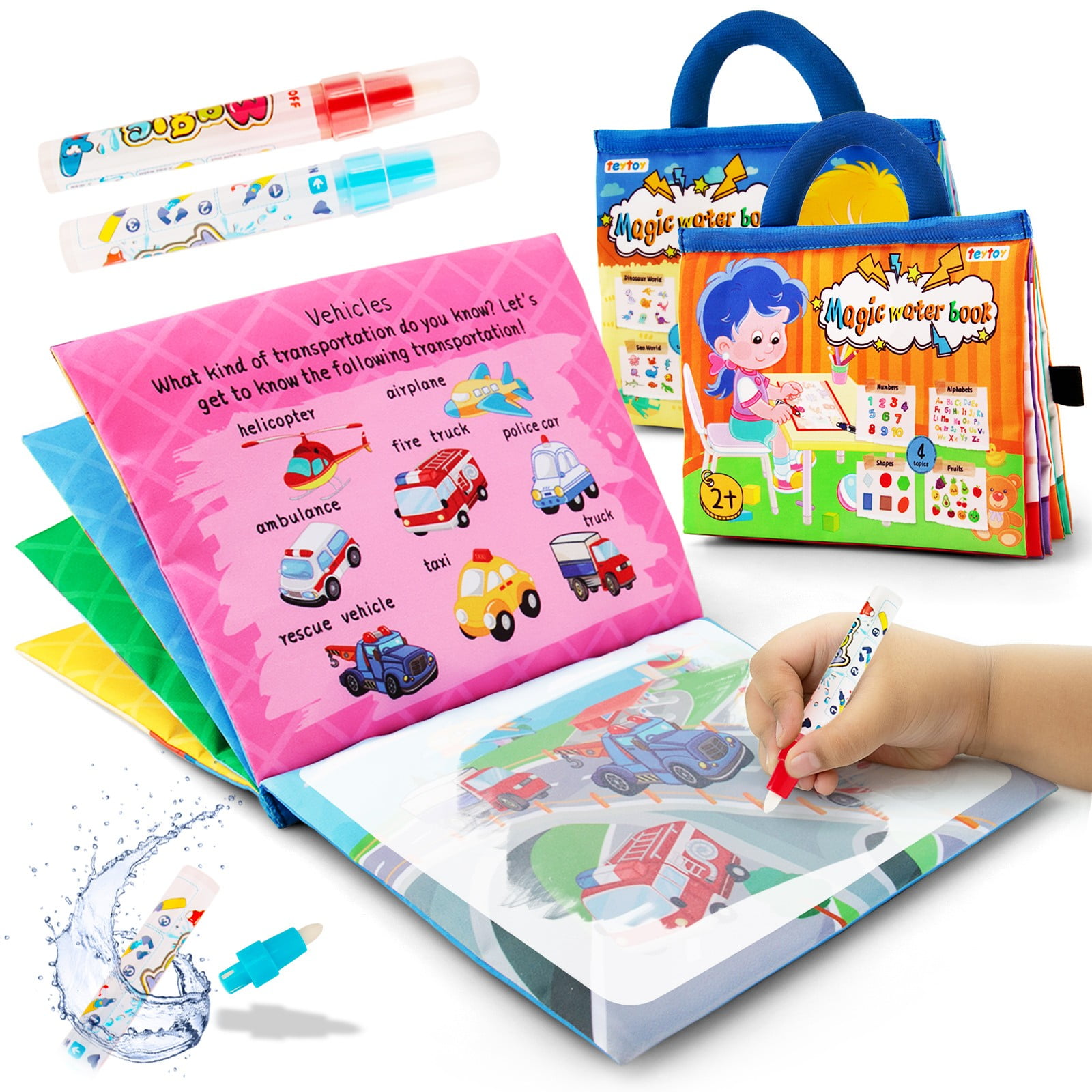 teytoy 2 Pack Magic Water Coloring Books, Reusable Educational Water ...