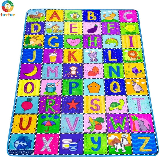 Teytoy Kids Colorful Alphabet & Shapes Area Rugs, 59" x 44", Non-Slip Backing