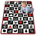 thumbnail image 1 of teytoy Baby Mat for Floor,Baby Tummy Time Mat- Black and White High Contrast Interactive Activities Mat,Baby Play Mats for Babies Newborn and Toddlers for Early Learning, Animal Fruits Shapes Vehicles, 1 of 7