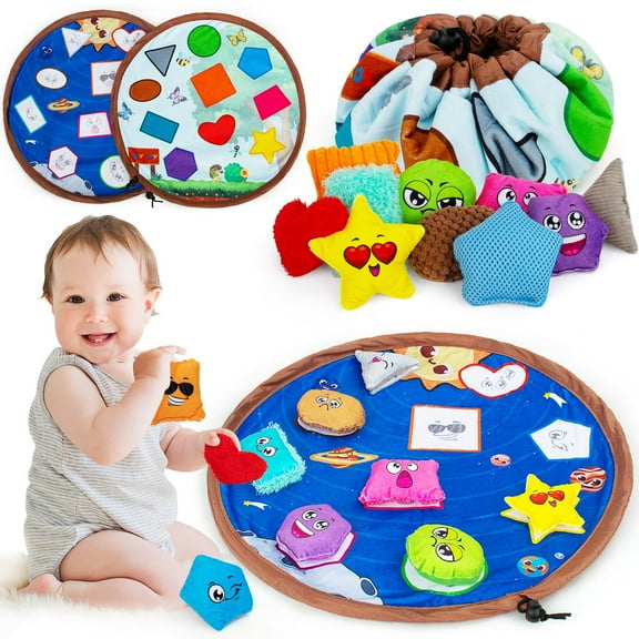 teytoy Sensory Shape Bean Bags Educational Matching Games for Toddlers 1-3 to Learn Shapes, Colors, Diffenent Textures, Expressions Squeakers and Bells Preschool Classroom Must Haves Toddler Bean Bag