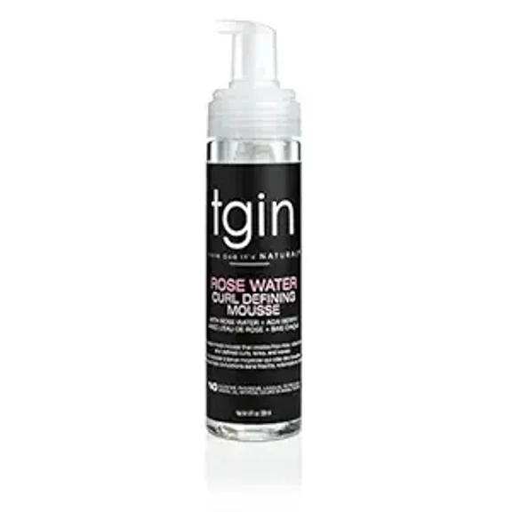 tgin Rose Water Defining Mousse for Curly, Coily and Wavy Hair, Moisturizes and Defines Curls, 8 fl oz