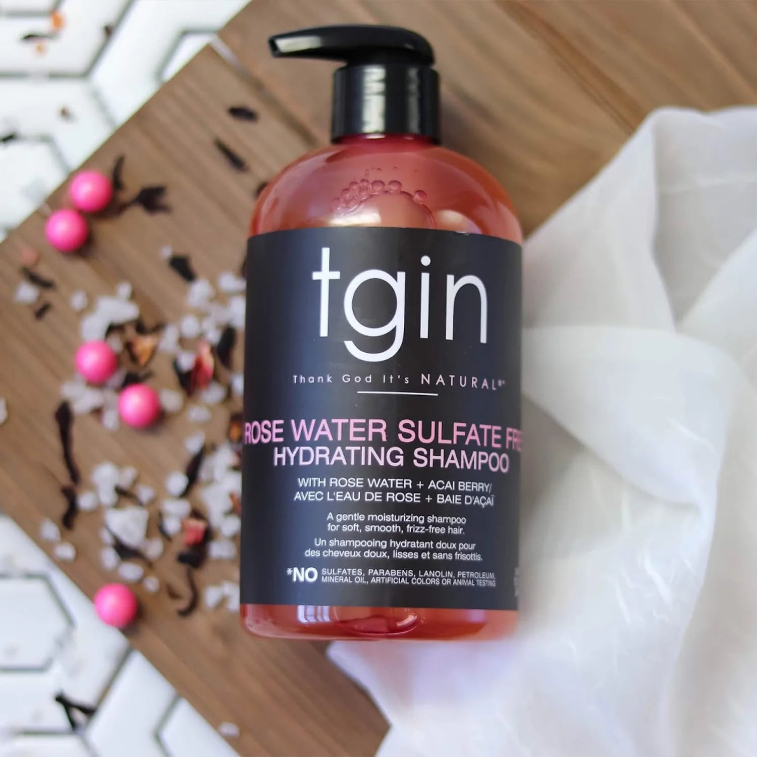 TGIN Curls N' Roses Rose Water Sulfate Free Hydrating Shampoo 12oz