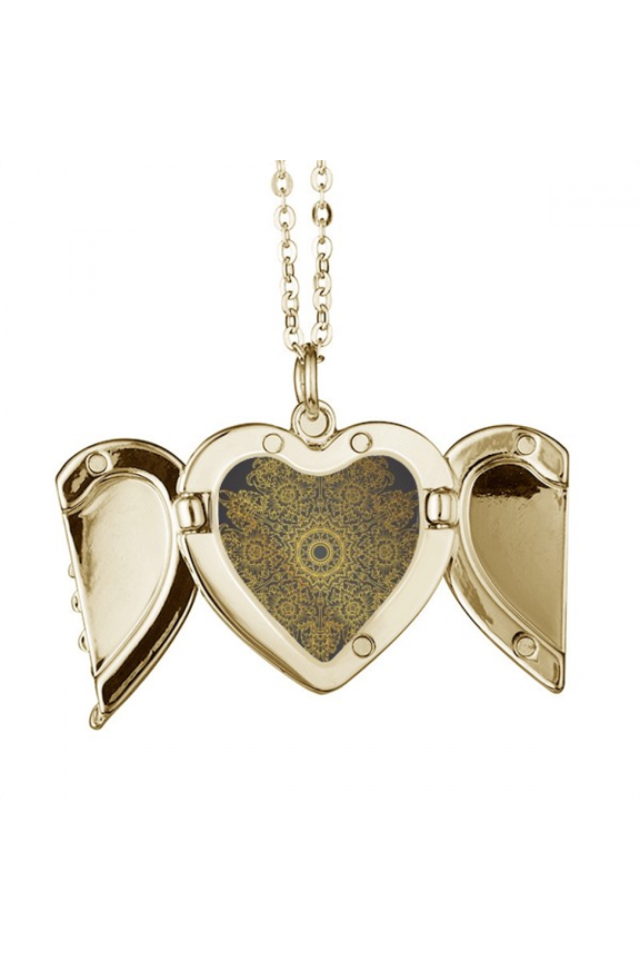 thai culture spread foil Folded Wings Peach Heart Pendant Necklace