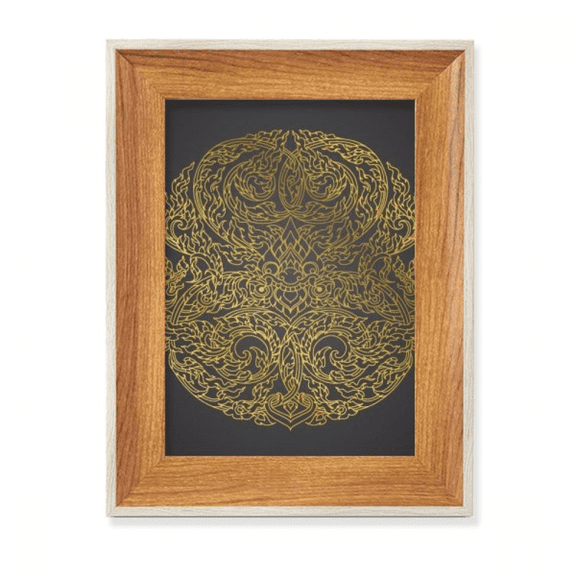 thailand culture circular foil desktop wooden photo frame display picture art painting multiple sets