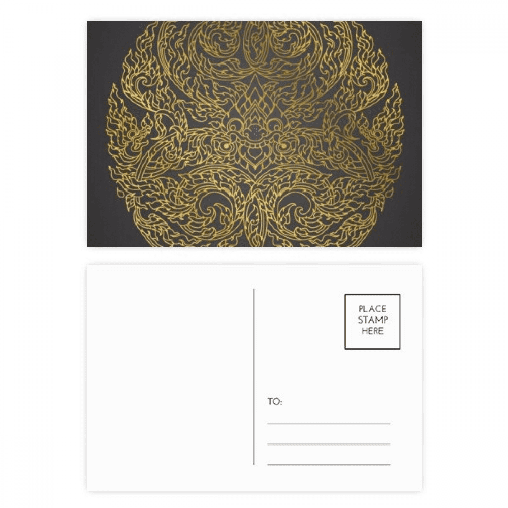 thailand culture circular foil postcard set birthday mailing thanks greeting card